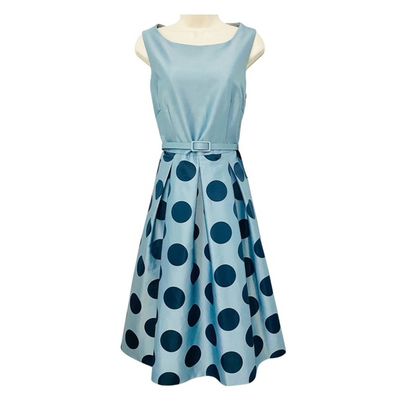 BHLDN Anthropologie New 50s 60s Retro Polka Dot Swing Dress Satin Taffeta Party - Picture 4 of 16